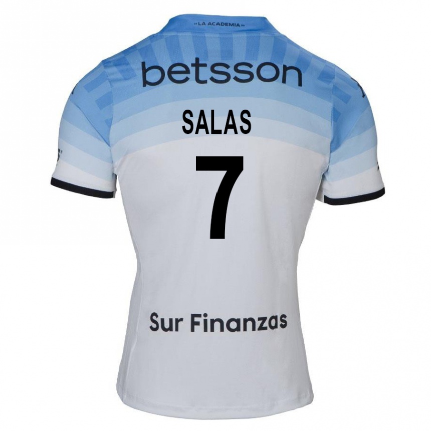 Kids Football Maximiliano Salas #7 White Blue Black Away Jersey 2024/25 T-Shirt