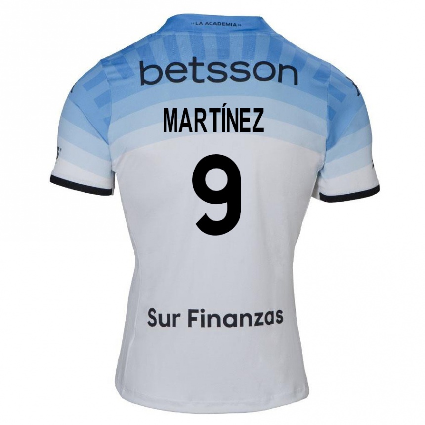 Kids Football Adrián Martínez #9 White Blue Black Away Jersey 2024/25 T-Shirt