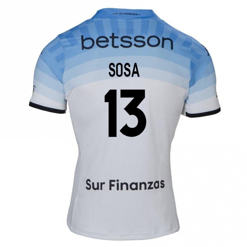 Kids Football Santiago Sosa #13 White Blue Black Away Jersey 2024/25 T-Shirt