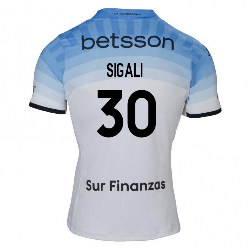 Kids Football Leonardo Sigali #30 White Blue Black Away Jersey 2024/25 T-Shirt