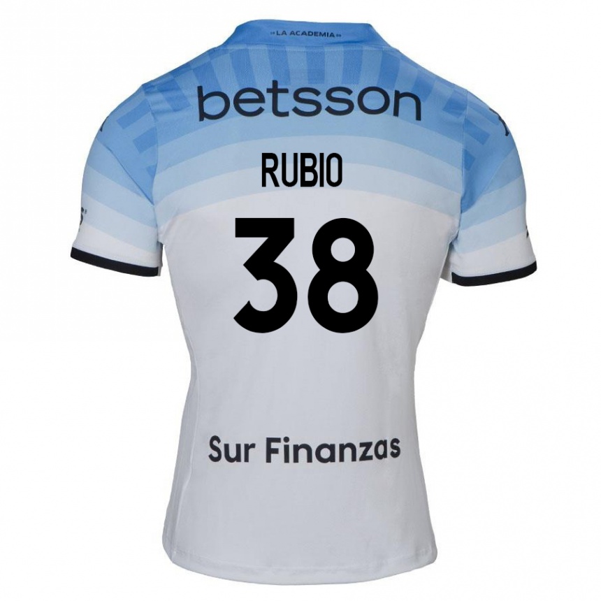 Kids Football Tobías Rubio #38 White Blue Black Away Jersey 2024/25 T-Shirt