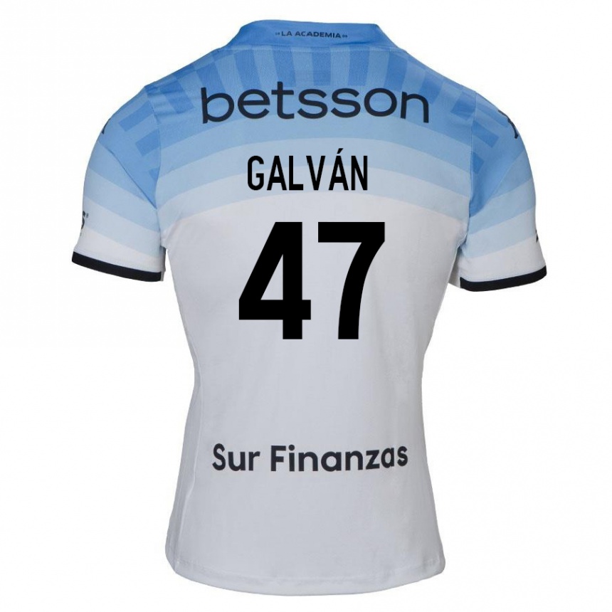 Kids Football Ignacio Galván #47 White Blue Black Away Jersey 2024/25 T-Shirt