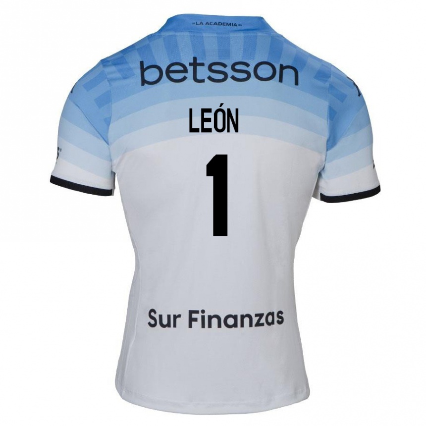 Kids Football Roberto León #1 White Blue Black Away Jersey 2024/25 T-Shirt