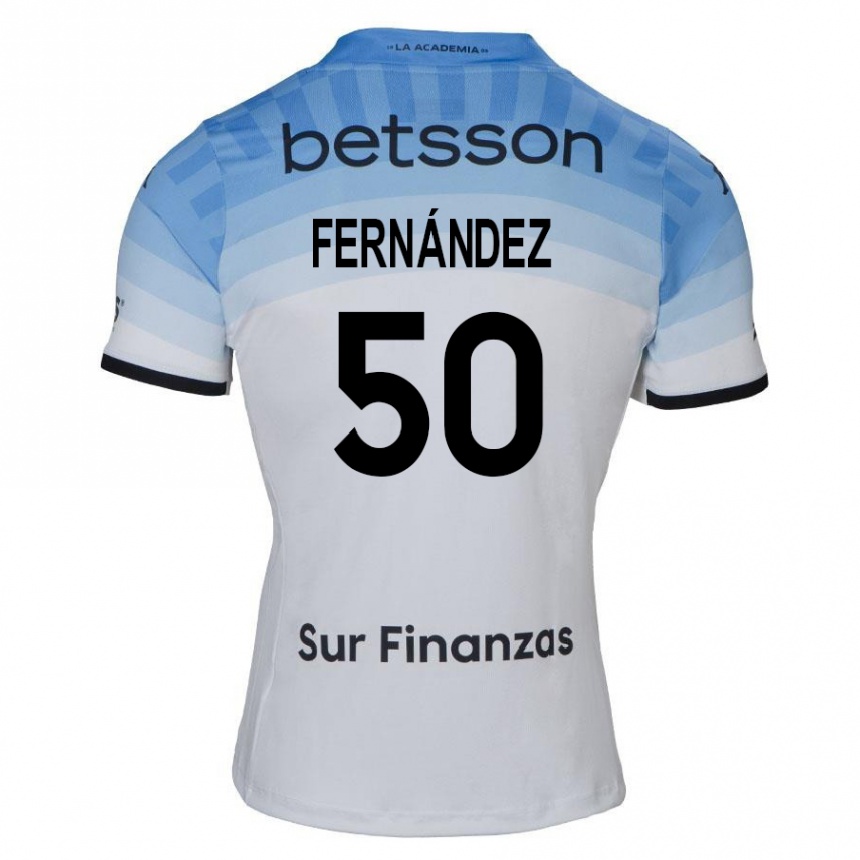 Kids Football Román Fernández #50 White Blue Black Away Jersey 2024/25 T-Shirt