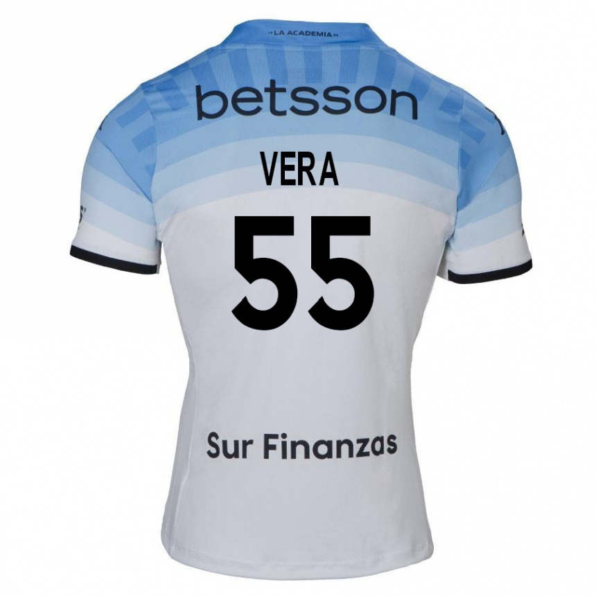 Kids Football Santino Vera #55 White Blue Black Away Jersey 2024/25 T-Shirt