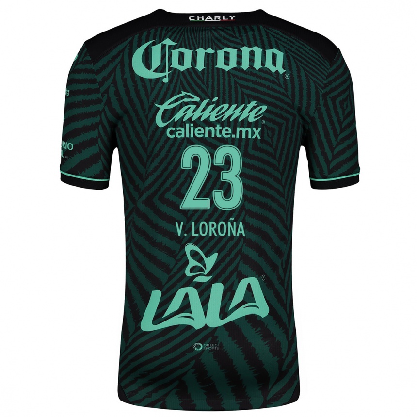 Kids Football Vladimir Loroña #23 Black Green Away Jersey 2024/25 T-Shirt