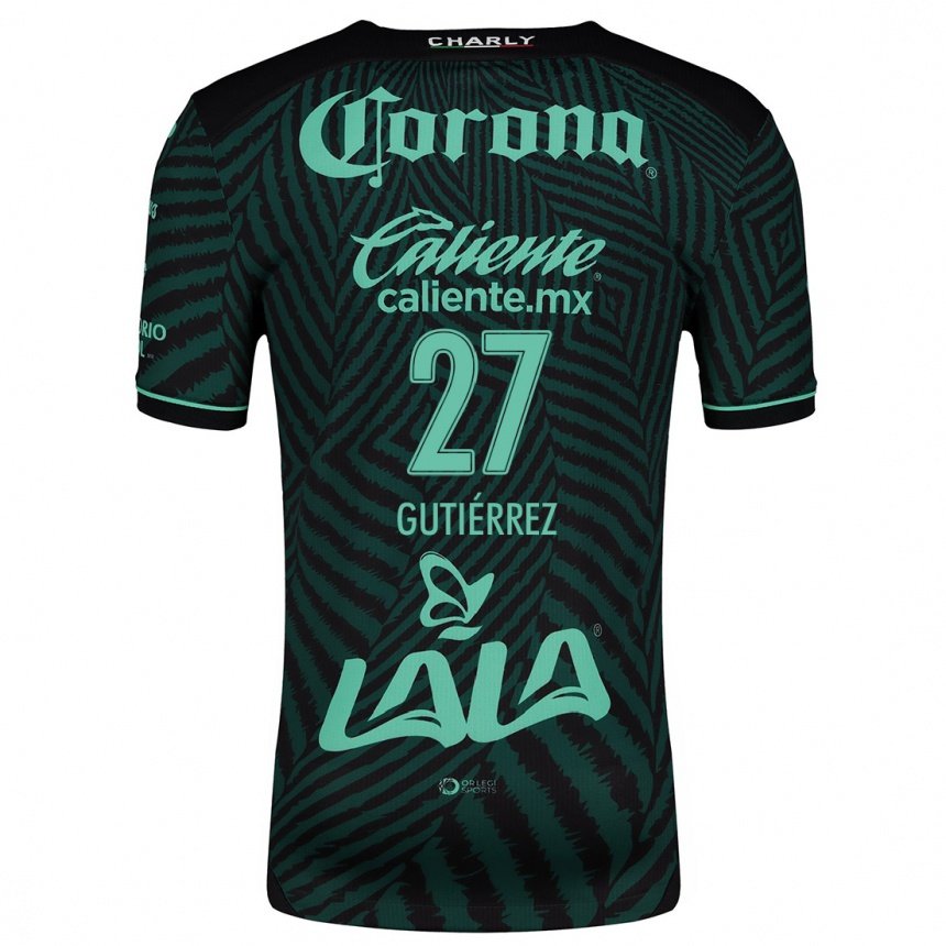 Kids Football Luis Gutiérrez #27 Black Green Away Jersey 2024/25 T-Shirt