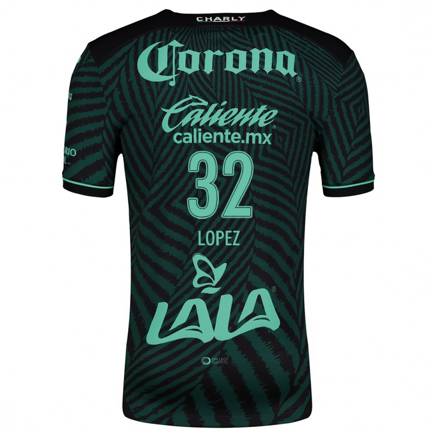 Kids Football Raúl López #32 Black Green Away Jersey 2024/25 T-Shirt