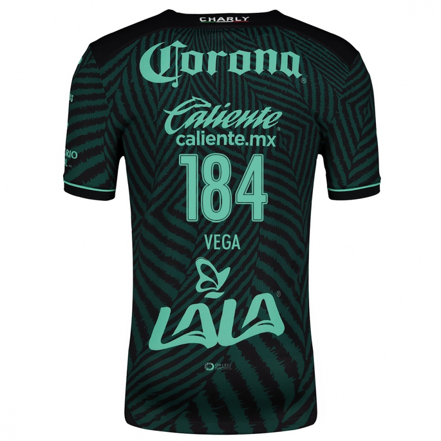 Kids Football Luis Vega #184 Black Green Away Jersey 2024/25 T-Shirt