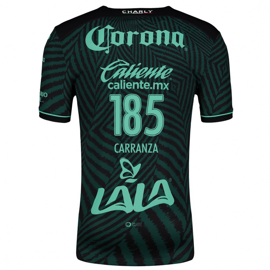 Kids Football Héctor Carranza #185 Black Green Away Jersey 2024/25 T-Shirt