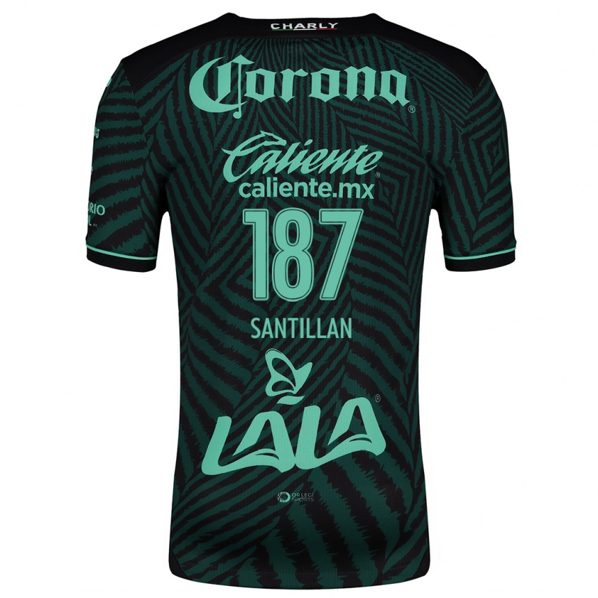 Kids Football Emilio Santillán #187 Black Green Away Jersey 2024/25 T-Shirt