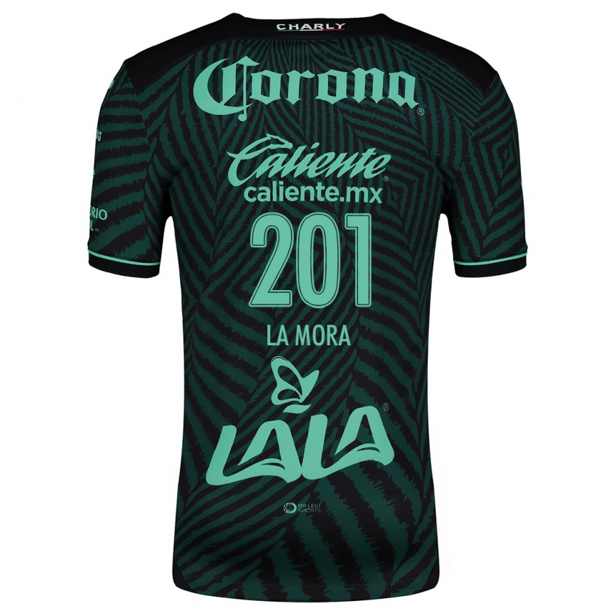 Kids Football Luis De La Mora #201 Black Green Away Jersey 2024/25 T-Shirt