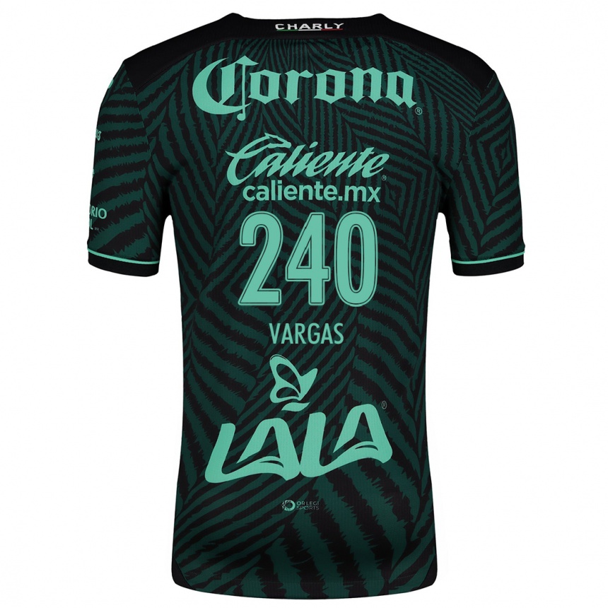 Kids Football Diego Vargas #240 Black Green Away Jersey 2024/25 T-Shirt