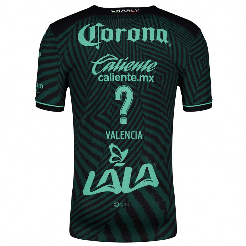 Kids Football Álex Valencia #0 Black Green Away Jersey 2024/25 T-Shirt