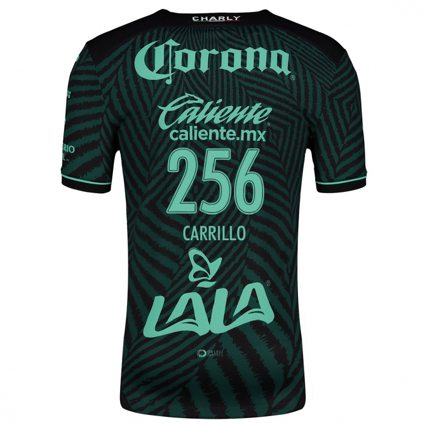 Kids Football Stéphano Carrillo #256 Black Green Away Jersey 2024/25 T-Shirt