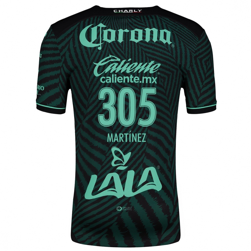 Kids Football Cristian Martínez #305 Black Green Away Jersey 2024/25 T-Shirt