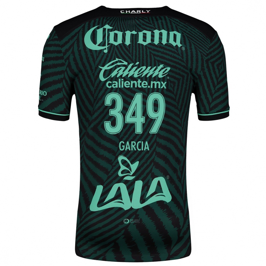 Kids Football Diego García #349 Black Green Away Jersey 2024/25 T-Shirt