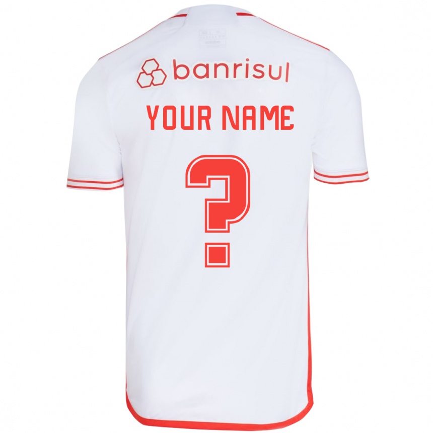 Kids Football Your Name #0 White Red Away Jersey 2024/25 T-Shirt