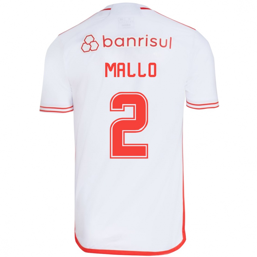 Kids Football Hugo Mallo #2 White Red Away Jersey 2024/25 T-Shirt