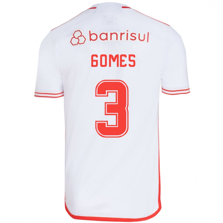 Kids Football Igor Gomes #3 White Red Away Jersey 2024/25 T-Shirt