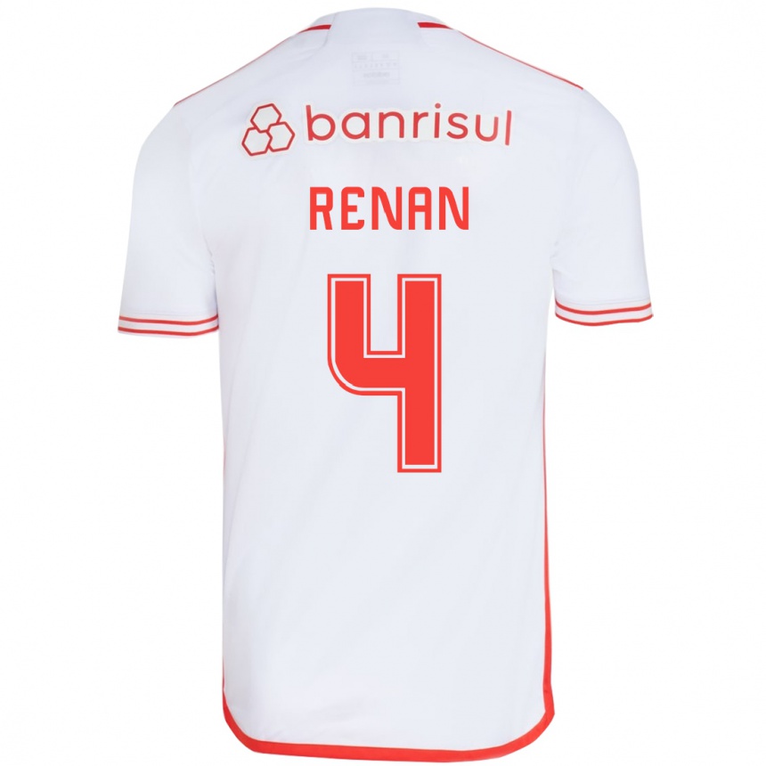 Kids Football Robert Renan #4 White Red Away Jersey 2024/25 T-Shirt