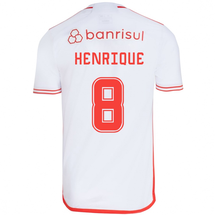 Kids Football Bruno Henrique #8 White Red Away Jersey 2024/25 T-Shirt