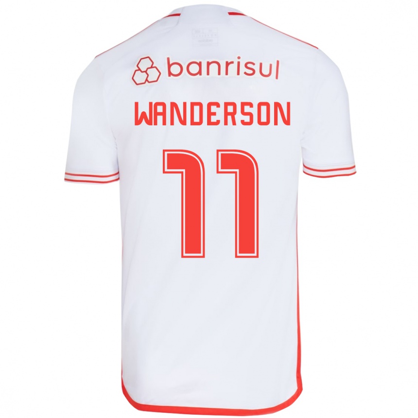 Kids Football Wanderson #11 White Red Away Jersey 2024/25 T-Shirt