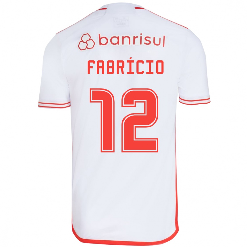 Kids Football Fabrício #12 White Red Away Jersey 2024/25 T-Shirt