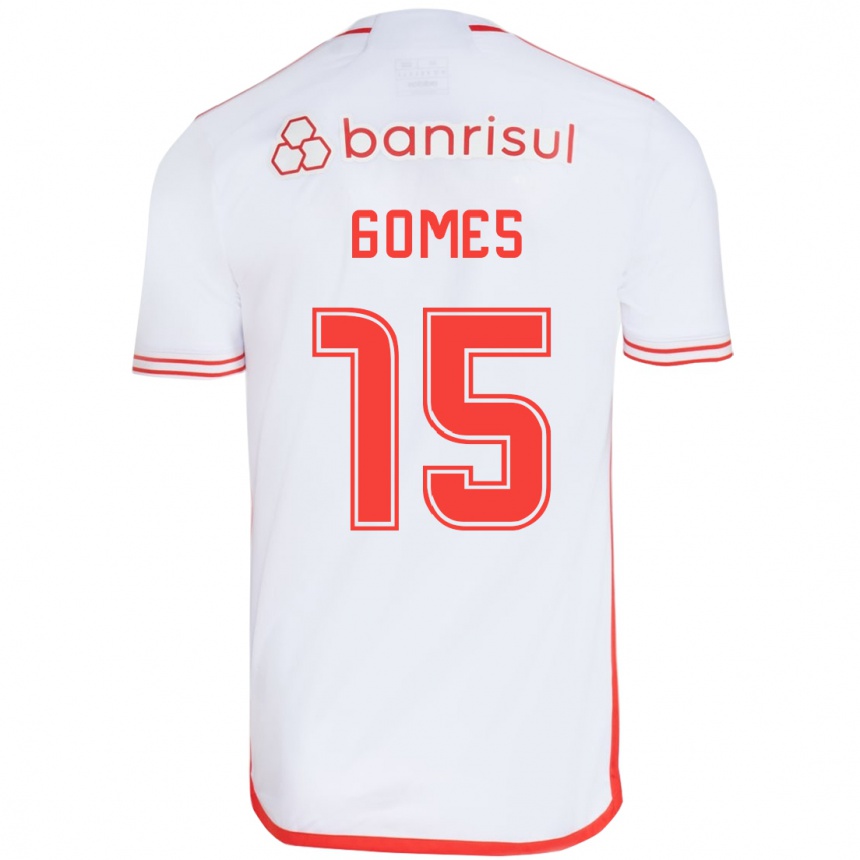 Kids Football Bruno Gomes #15 White Red Away Jersey 2024/25 T-Shirt