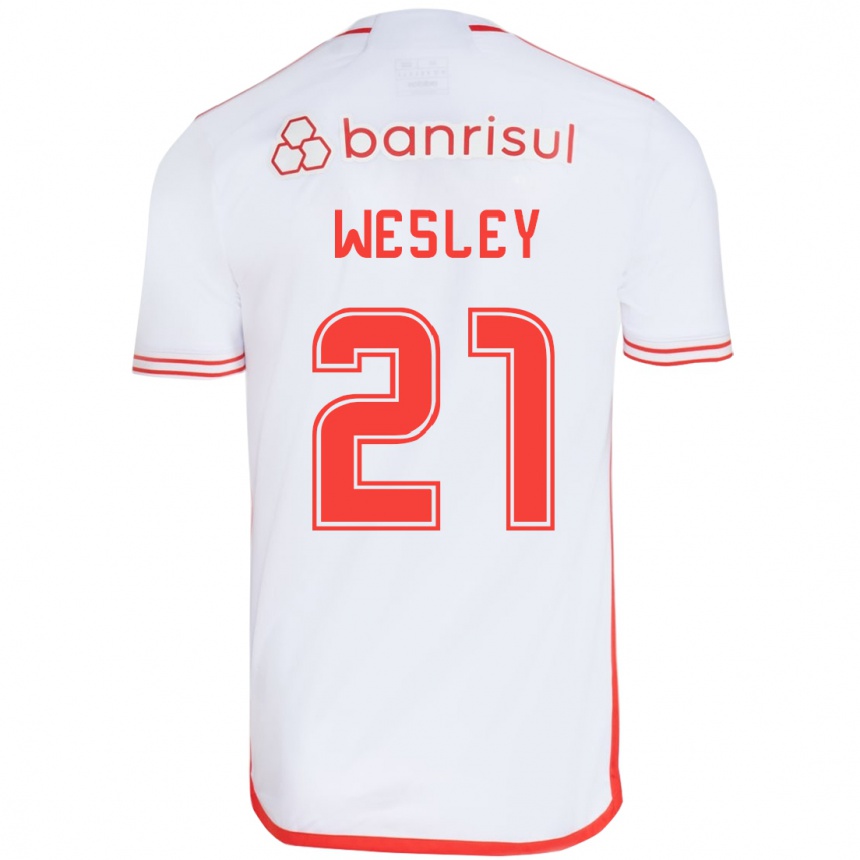 Kids Football Wesley #21 White Red Away Jersey 2024/25 T-Shirt