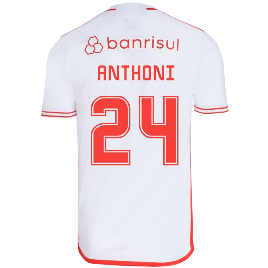 Kids Football Anthoni #24 White Red Away Jersey 2024/25 T-Shirt