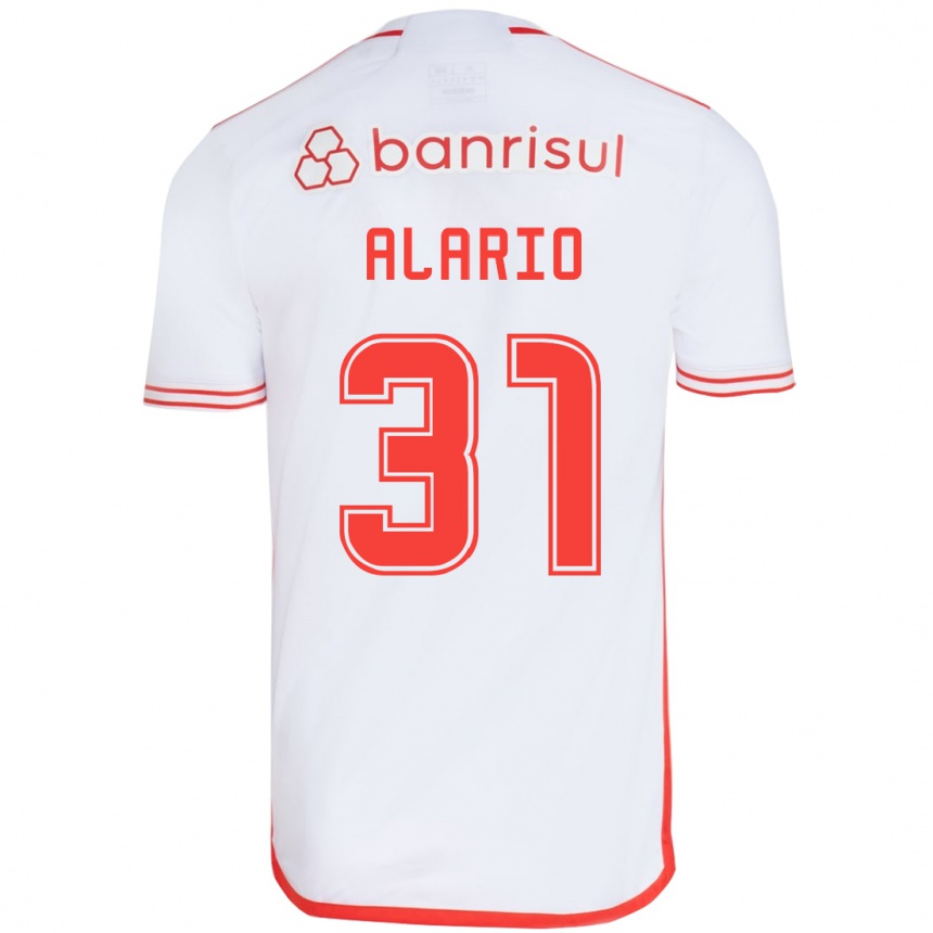 Kids Football Lucas Alario #31 White Red Away Jersey 2024/25 T-Shirt