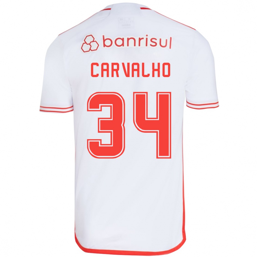 Kids Football Gabriel Carvalho #34 White Red Away Jersey 2024/25 T-Shirt