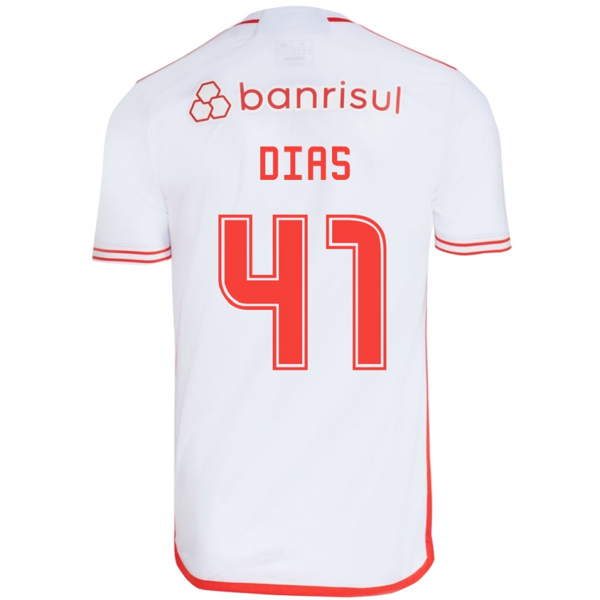 Kids Football Matheus Dias #41 White Red Away Jersey 2024/25 T-Shirt