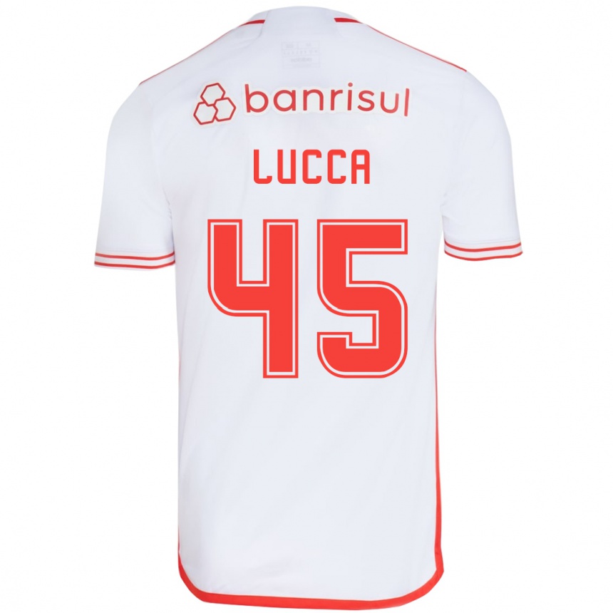 Kids Football Lucca #45 White Red Away Jersey 2024/25 T-Shirt