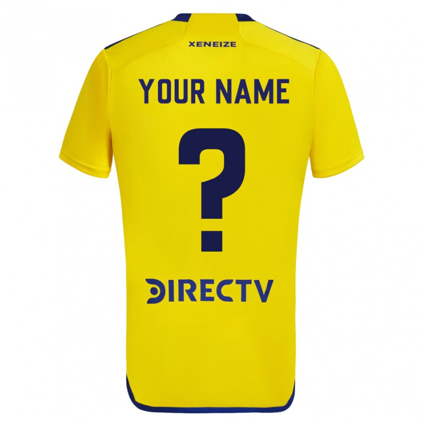 Kids Football Your Name #0 Yellow Blue Away Jersey 2024/25 T-Shirt