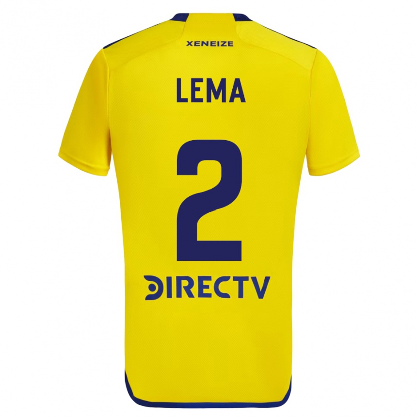 Kids Football Cristian Lema #2 Yellow Blue Away Jersey 2024/25 T-Shirt