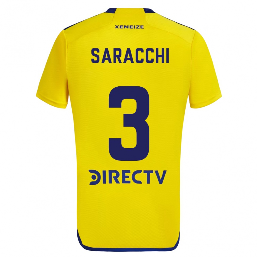 Kids Football Marcelo Saracchi #3 Yellow Blue Away Jersey 2024/25 T-Shirt