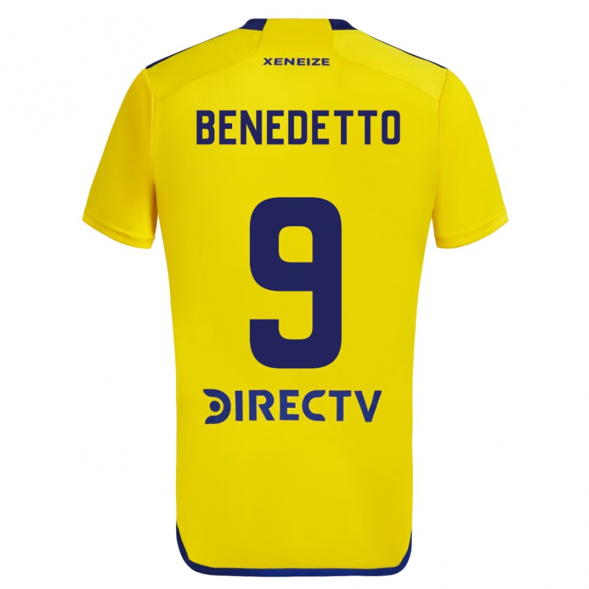 Kids Football Darío Benedetto #9 Yellow Blue Away Jersey 2024/25 T-Shirt