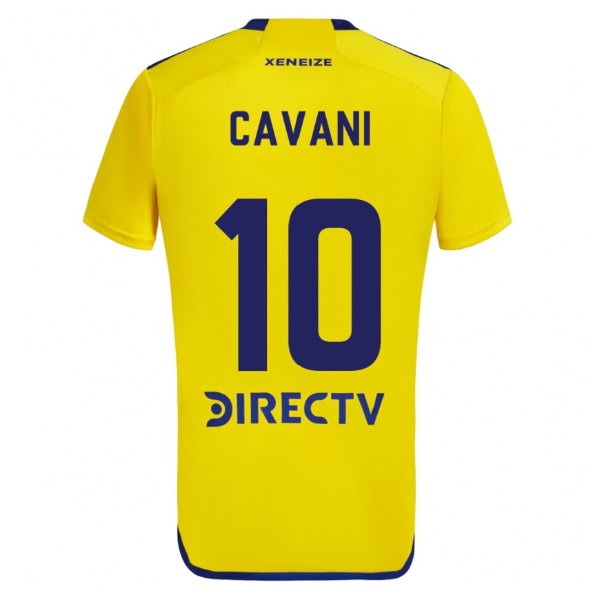 Kids Football Edinson Cavani #10 Yellow Blue Away Jersey 2024/25 T-Shirt