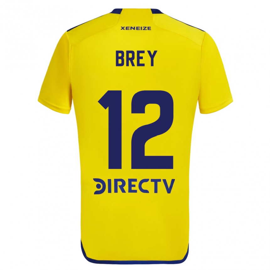 Kids Football Leandro Brey #12 Yellow Blue Away Jersey 2024/25 T-Shirt