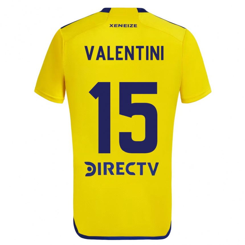 Kids Football Nicolás Valentini #15 Yellow Blue Away Jersey 2024/25 T-Shirt