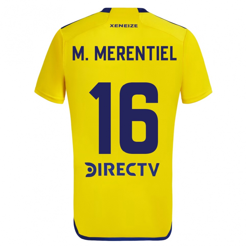 Kids Football Miguel Merentiel #16 Yellow Blue Away Jersey 2024/25 T-Shirt