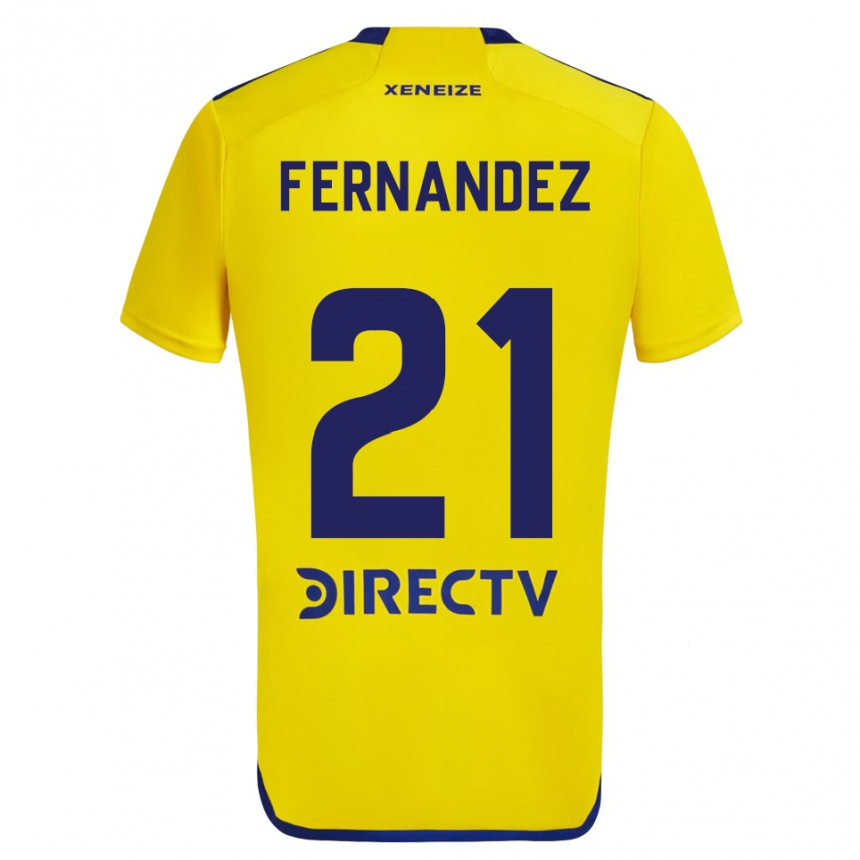 Kids Football Ezequiel Fernández #21 Yellow Blue Away Jersey 2024/25 T-Shirt