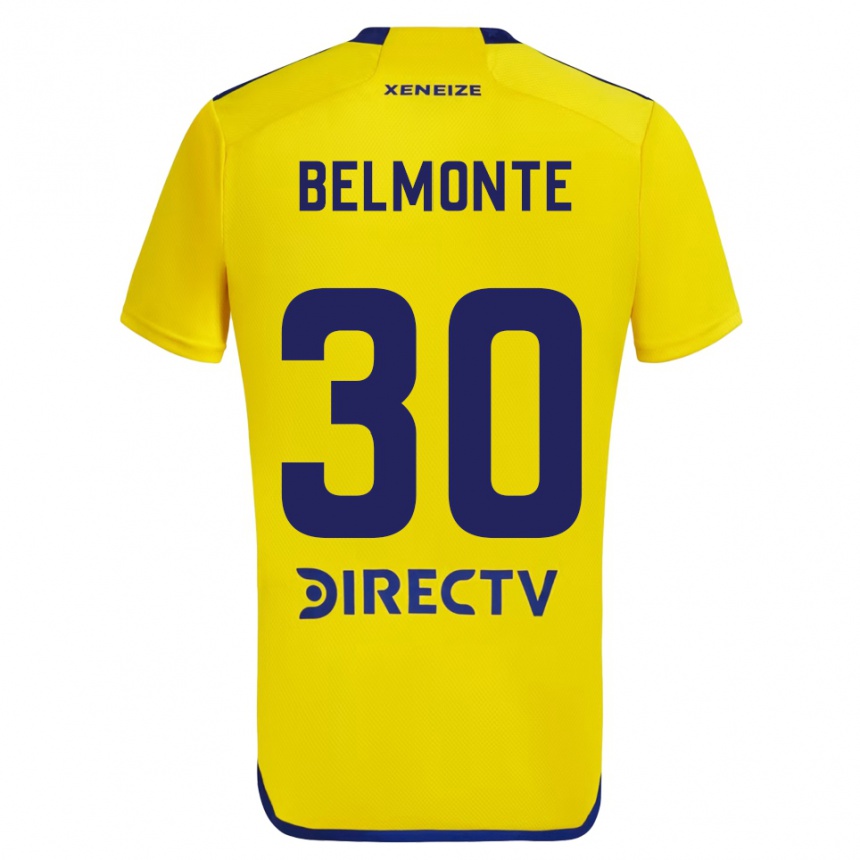 Kids Football Tomás Belmonte #30 Yellow Blue Away Jersey 2024/25 T-Shirt