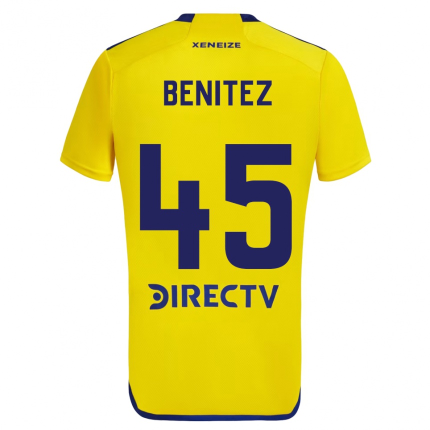 Kids Football Mauricio Benítez #45 Yellow Blue Away Jersey 2024/25 T-Shirt