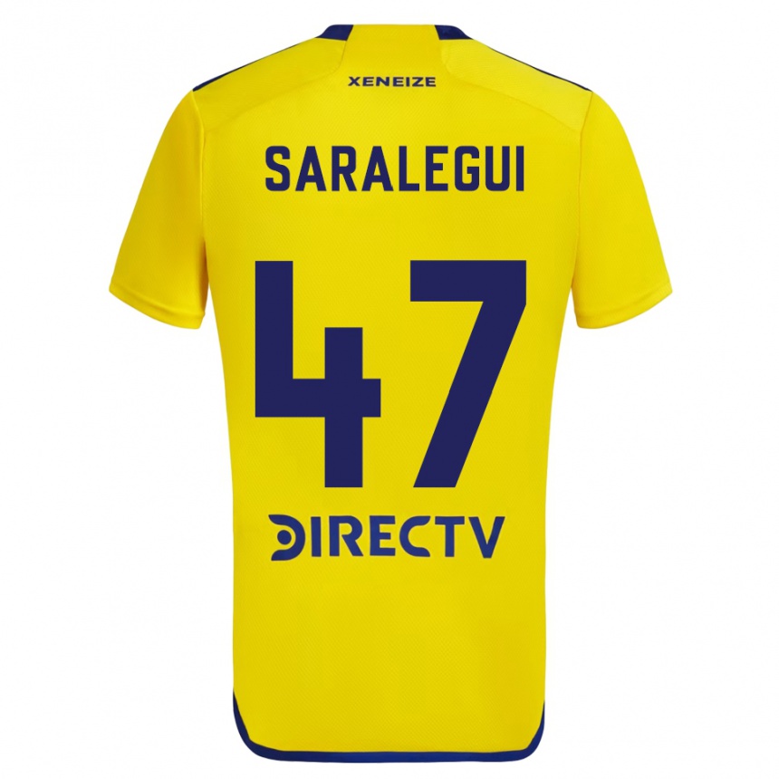 Kids Football Jabes Saralegui #47 Yellow Blue Away Jersey 2024/25 T-Shirt