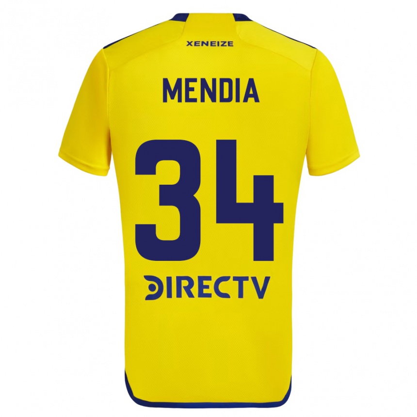 Kids Football Mateo Mendia #34 Yellow Blue Away Jersey 2024/25 T-Shirt