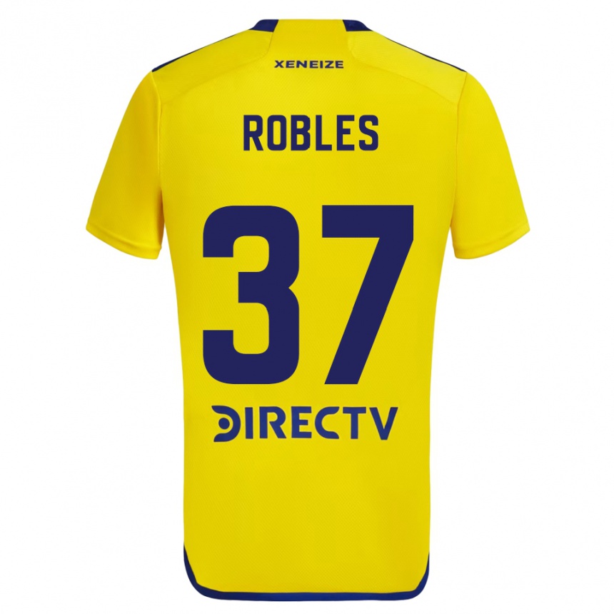 Kids Football Sebastián Díaz Robles #37 Yellow Blue Away Jersey 2024/25 T-Shirt