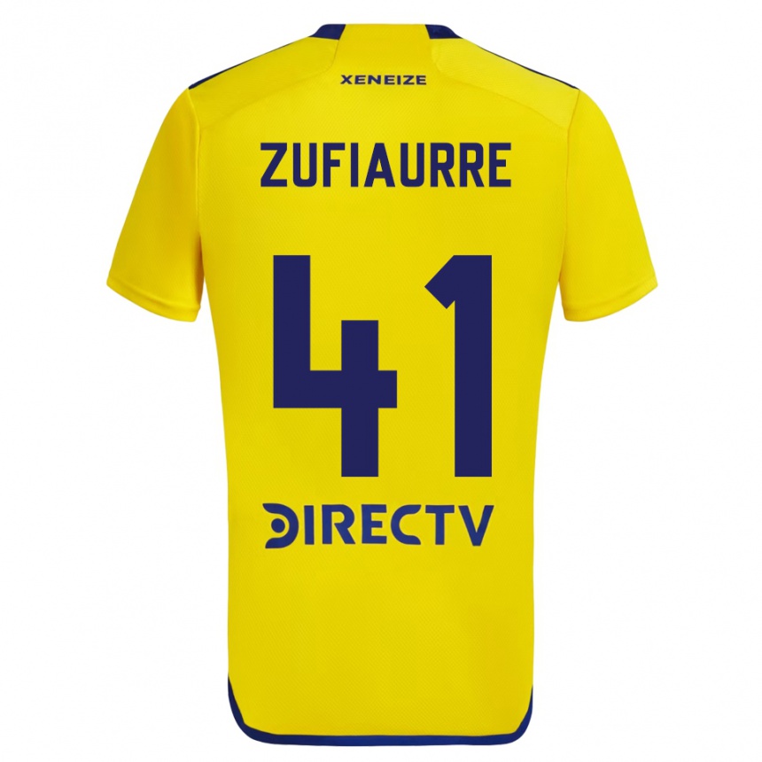 Kids Football Iker Zufiaurre #41 Yellow Blue Away Jersey 2024/25 T-Shirt